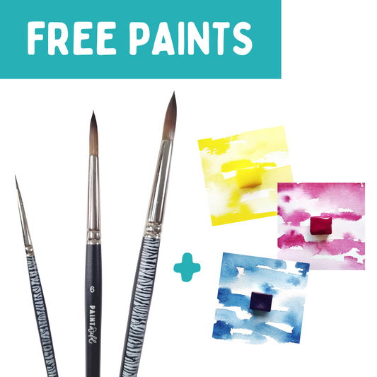 Set of Paint Wild watercolour brushes + FREE PRIMARY COLOURS SET